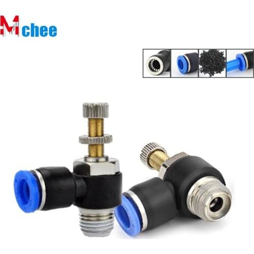 Air SL 1/8 1/4 3/8 1/2 Speed Control Pneumatic Fitting Throttle Valve Controller 4 6 8 10mm Hose Tube Fast Connection adjustable
