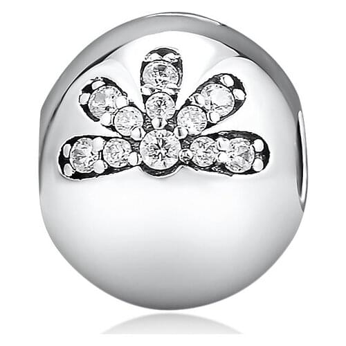 Fits for Pandora Charms Bracelets Dazzling Daisy Clip Beads 100% 925 Sterling Silver Jewelry with Clear CZ Free Shipping