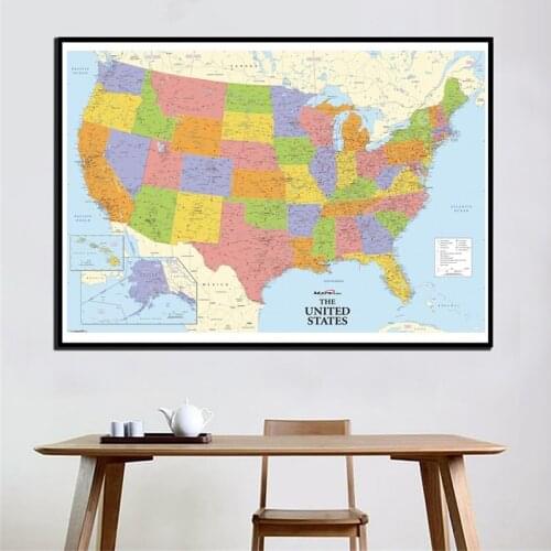 The United States Map Posters And Prints Wall Art Pictures No Frame Non-smell Canvas Paintings Living Room Office Home Decor