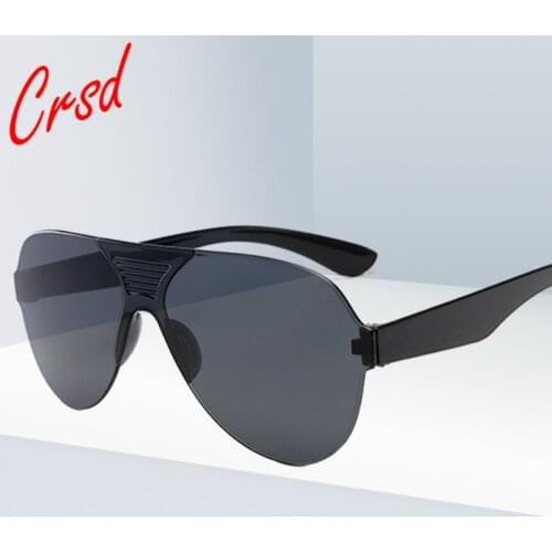 CRSD 2020 Fashion Oversized Frameless Sunglasses Brand Designer Candy Color Eyewear Goggles Trend UV400 Women Men Sun Glasses