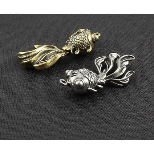 Vintage Goldfish Brass Beads Goldfish Lanyard Bead Paracord Pendant Fish Keychain DIY Pendant