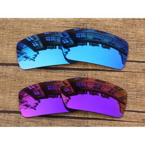 Vonxyz 2 Pairs Ice Mirror & Violet Mirror Polarized Replacement Lenses for-Oakley Gascan Frame