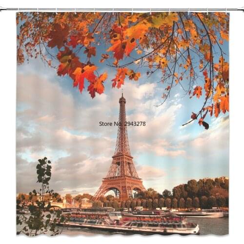 Landscape British Style Castle 3D Building House Shower Curtain Bathroom Waterproof Polyester Print fo Scenery Bath Curtains Mat