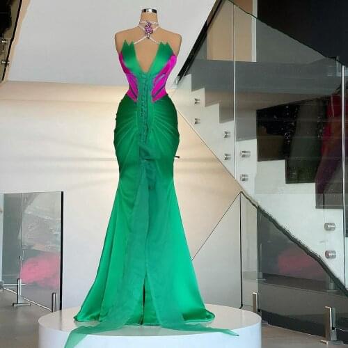 Green Fashion Elegant Prom Dresses Long Mermaid V-Neck Sleeveless Plus Size Women Formal Evening Party Pageant Gowns Custom Made