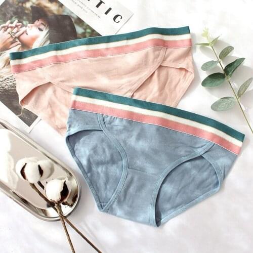 Wasteheart Pink Blue Gray Fashion Cotton Low Waist Sexy Women Panties Underwear Lingerie Briefs 3 Piece 3 Color Underpants M L