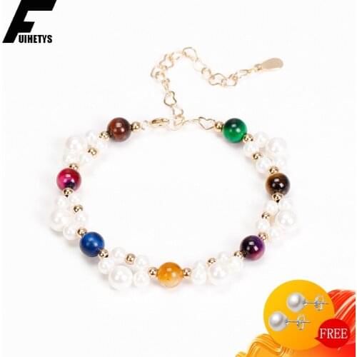 New Pearl Bracelet 925 Silver Jewelry Accessories with Colorful Gemstone for Women Wedding Party Birthday Bridal Gift Wholesale