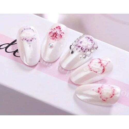 1pcs3d New Acrylic Carving Nail Sticker Black Line White Pink Flower Design Water Decal Experiential Nail Polish Decal