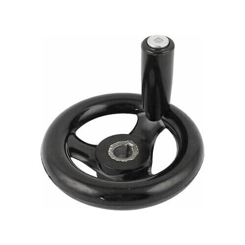12 x 100mm Black 3 Spoke Revolving Handle Hand Wheel
