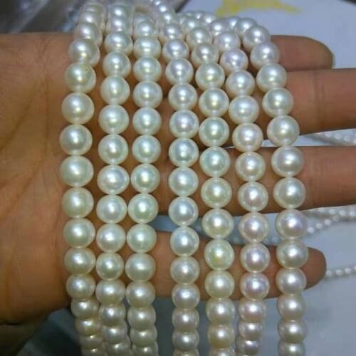 16 inch,8-9 mm AA+ high luster white perfect round 100% nature freshwater pearl high luster