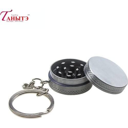 2-Layer Zinc Alloy with Key Chain Grinder Tobacco Weed Smoke Eliminator 30mm Flat Multi-Color Grinder Smoking Accessories
