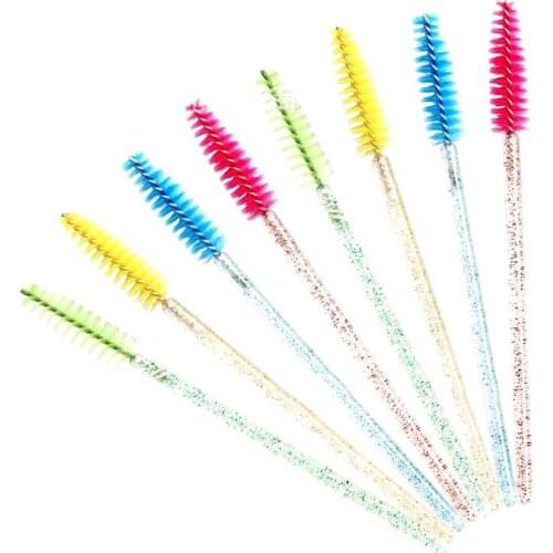 5bags Colorful Eyelash Brush Eyelash Comb Portable Eyelash Brush Scrub Reuse Eyebrow Crystal Rod Brush Makeup Auxiliary Tools