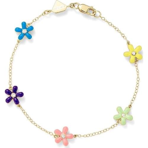 AIDE 2021 Trend 925 Sterling Silver Bracelet For Women Charm Bracelet Jewelry Colorful Flower Pendientes Plata 925 Chain Gift