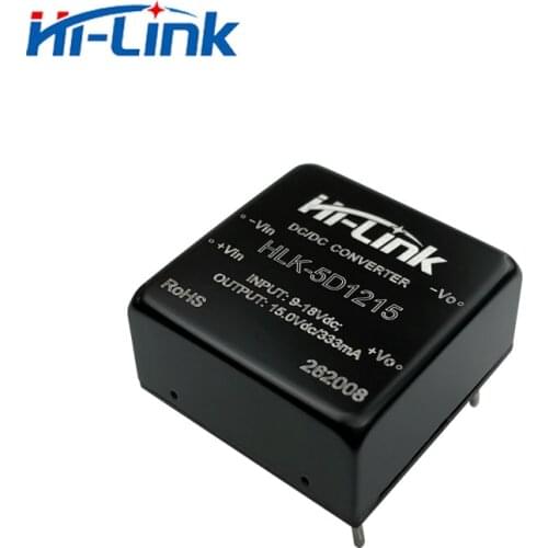 Free ship 2 pcs dc dc converter HLK-5D1215 15V 0.33A transfer 84%Typ 100ms start isolated power supply module with DIP-4