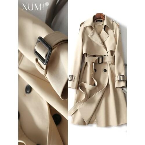Brand High End Atmosphere 2021 Spring Dress New Slim Temperament Medium Length Windbreaker Coat Small Man Shows Tall Woman