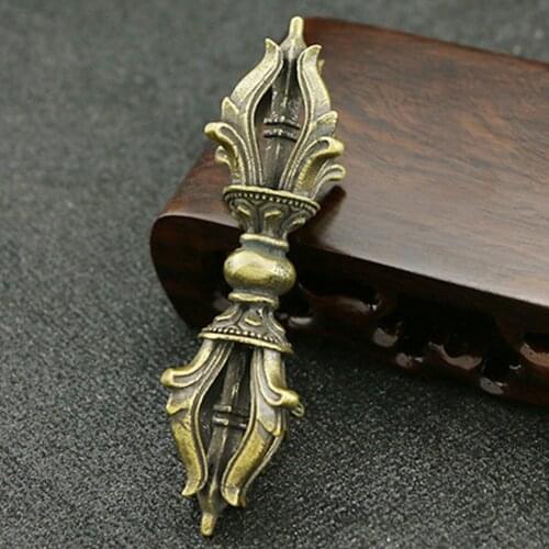 Bronze Buddhism Talisman Tantric Pendant Nepal Workmanship Dorje Vajra Pestle Home Decor Antiqued Tibetan Buddhist Ornament