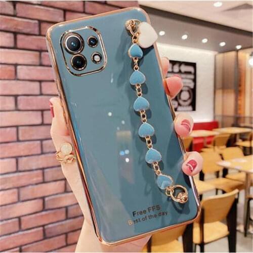 Luxury Plating Love heart Bracelet Soft Case For Samsung Galaxy A50 A70 A51 A71 A20 A11 A10S A20S A21S A02 A52 A72 A32 Cover