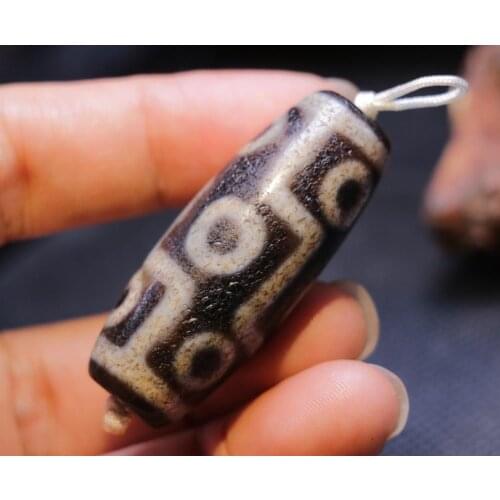 ENERGY Tibetan Old Agate Full Dragon Vein 9 Eye King of dzi Bead Amulet Pendant 0804 From LKbrother Sauces