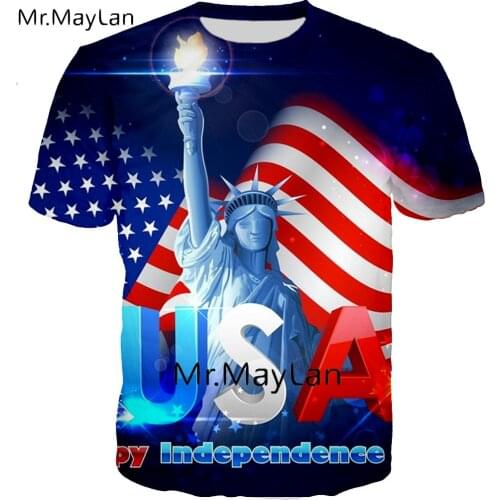 USA Statue of Liberty 3D Print T Shirt Men/women Cool America Flag Tee Tshirt Boy Hipster Tops Clothes Big Size 6XL DropShipping