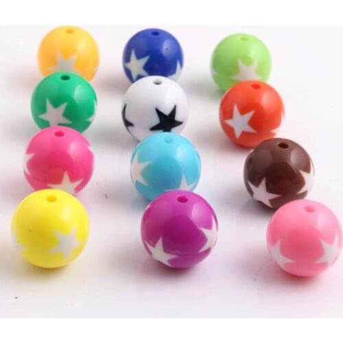 OYKZA Top Sale Chunky Acrylic Round Star Beads for Kids Baby Girls Bracelet Beaded Necklace Jewelry Making 12mm 16mm 20mm