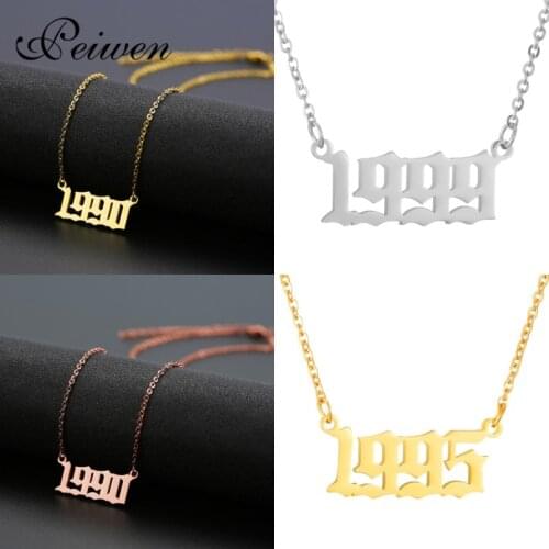 Personalized Old English Number Necklaces Custom Jewelry Year 1990 1991 1992 1993 1994 1995 1996 1997 1998 1999 Birthday Gift