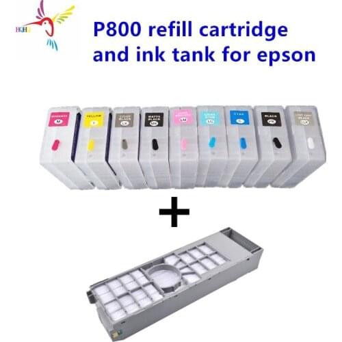 9pcs/Set T8501-T8509 80ml Refillable Cartridge with Permanent Chip and 1pc Maintenance Tank for Epson Sure Color SC P800 Printer