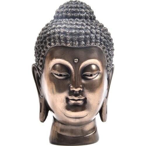Creative Buddha Head Statue Zen Thai India Buddha Resin Figurine Sculpture Home Office Bar Desk Feng Shui Decorative Ornament