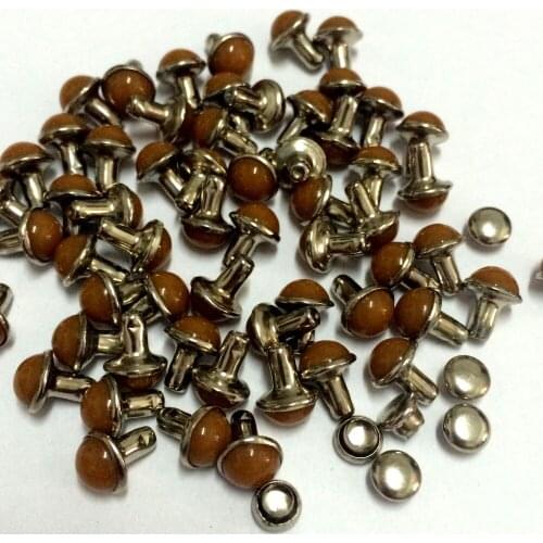 100PCS/Lot 6.5mm Round Brown Acrylic Rivets Leather Craft Punk Studs Fit DIY Making Belts Shoes Bag Bracelets Shipping Free