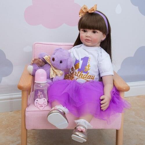 Pretty Girl Doll toddler bebe reborn 60cm soft silicone vinyl reborn baby dolls princess children gift toys