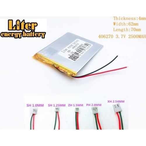 3.7V,2500mAH,406270 Polymer lithium battery for,POWER BANK,GPS,mp3,mp4 406270 PLUG rechargeable battery