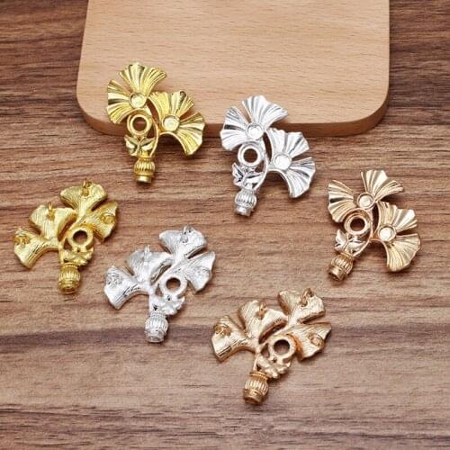 10 PCS 32*39mm Metal Alloy Accessories Leaves Connectors With 4 Loops DIY Findings For Jewelry Making