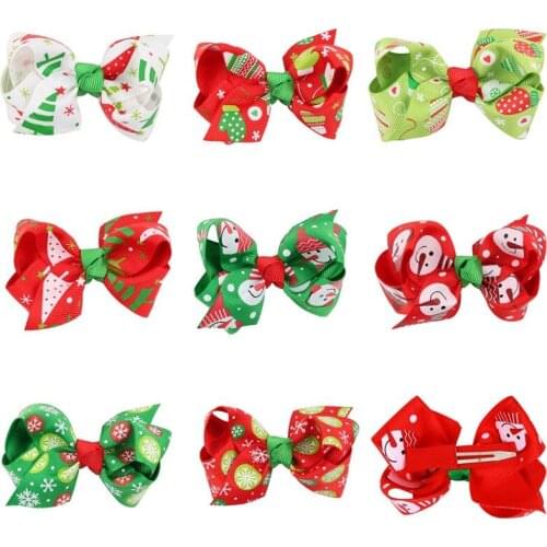 Naturalwell 8pcs/Set Baby Girls Hair Bows Hairpins Toddler Hairclips Headwear Christmas Hair Clips For Girls Party Gift BB066S