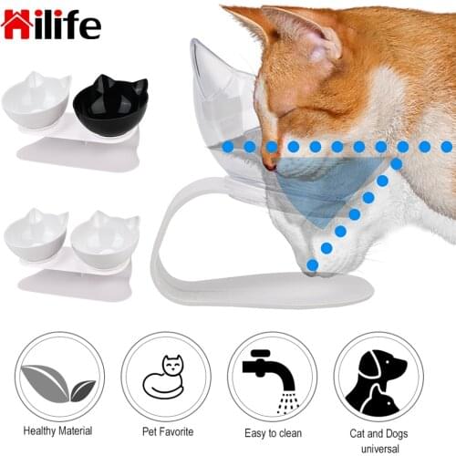 HILIFE Pet Food Water Feeder Protection Cervical Cat Bowl Dog Bowl Durable Double Bowls Non-slip With Raised Stand
