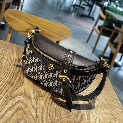 2021 New Trend Fashion One-Shoulder Cross-Body Chest Bag Female Stitching Letters Printed Chain-Type Handle Dumpling-Shaped Wais