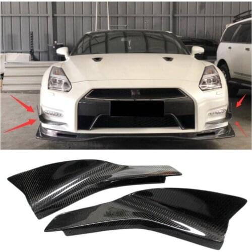 Real Carbon Fiber Bumper Front Lip Wind Knife Spoiler Diffuser Protector For Nissan GTR R35 2012 2013 2014 2015 2016
