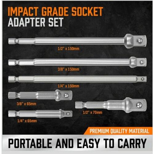 Socket Adapter Steel 1/4 Hex Shank Screwdriver Bit Adapter Screw Extension Socket Supplies 6pcs/set