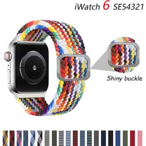 Adjustable Stretchy Solo Loop Nylon Strap for Apple Watch Elastic Band 42mm 44mm 38MM 40MM for iWatch Series SE/6/5/4/3/2/1