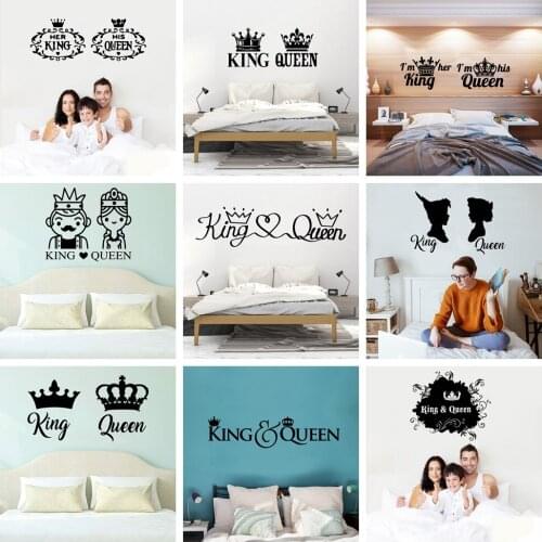 Romantic King Queen Frase Vinyl Wall Decal For Bedroom Decor Wall Sticker Baby Room Decoration Stickers Home Decor Mural