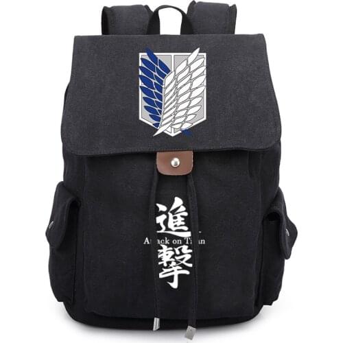 Anime Backpack Attack on Titan Anime Cosplay Eren Bag Cartoon Canvas Backpack Shingeki No Kyojin Schoolbag Shoulders Travel Bags