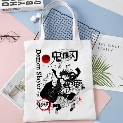 Demon Slayer Rengoku Inosuke Nezuko Kimetsu No Yaiba Zenitsu shopping bag cotton bolso shopper bag foldable reusable sac cabas