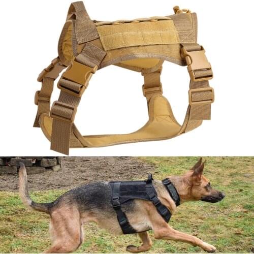 Tactical Service Dog Vest Breathable Military Dog Clothes K9 Harness Training Hunting Molle Dog Tactical Harness Adjustable Size