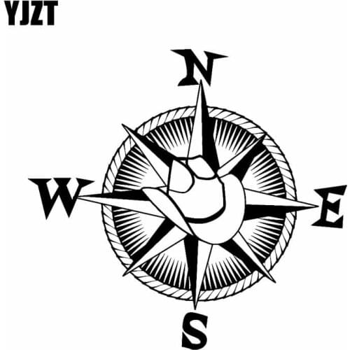 YJZT 19CM*17.8CM Vinyl Decal Cowboy Hat Compass Nautical Travel Western Style Car Sticker Black Silver C10-01166