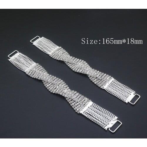 YYL01- Twisted chain)160mm 2pcs Shinin Crystal Rhinestone Bikini Connectors/ Metal Chain For Swimming Wear Bikini Free Delivery