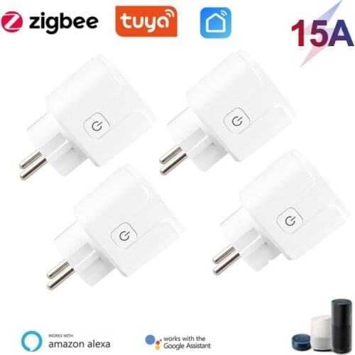 ZigBee Tuya Smart Life Plug Socket EU 15A 3500W Power Monitor Works With Alexa Google Remote Voice Timer Smart Home Automaiton