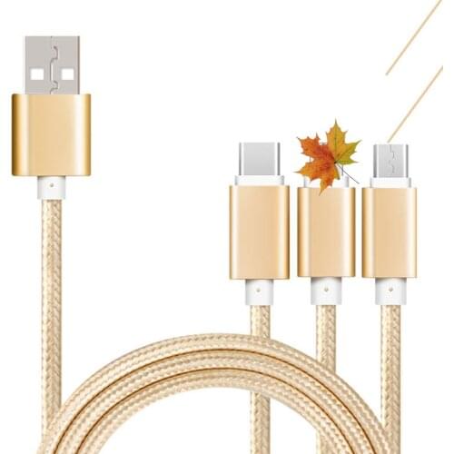 1.2M 3in1 (1x 8pin +1x Micro + 1 type C USB to USB) Data Sync Cable Charging Cable