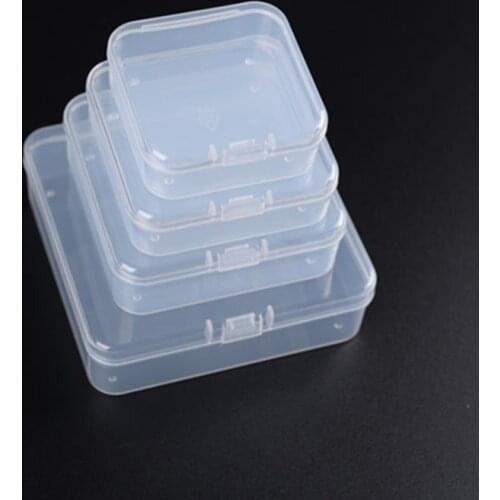 100pcs Empty transparent storage box Jewelry boxes 5.4x5.4x2cm 6.4x6.4x2cm 7.4x7.4x2.5cm 8.4x8.4x2.8cm 9.4x9.4x2.8cm SN1233
