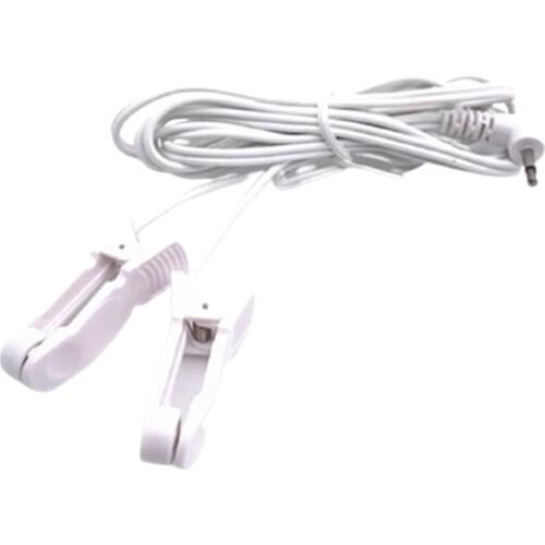2.5mm Extra Electrode Leading Wire Connecting Cables with 2 Ear Clips Sleeping Aids for Digital TENS Therapy Massager Machine