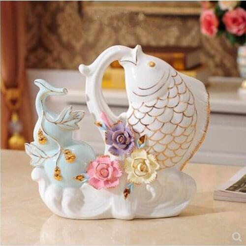 2020 modern Chinese ceramic fish crafts, creative home office restaurant table decorations, wedding decoration gifts