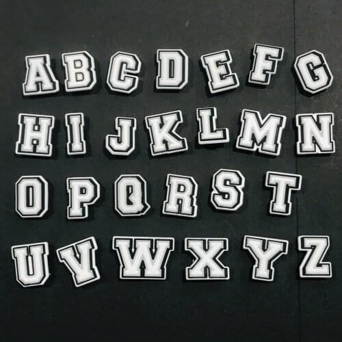 26Pcs/set Cartoon English Alphabet A-Z Letters 3D Shoe Charms Garden Shoes Accessories Decoration Fit band Kids Gift