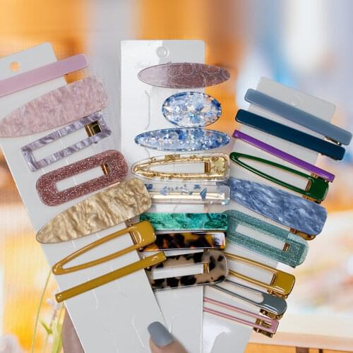 3Pcs Leopard Acetate Geometric Womens Hair Clips Pin For Women Barrettes Headwear Girls Sweet Hairpins Hair Fashion Accessories