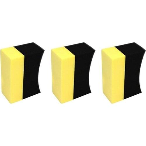 3pcs U Shape Car Tire Waxing Polishing Compound Washing Sponge Cleaning Pad Brush
